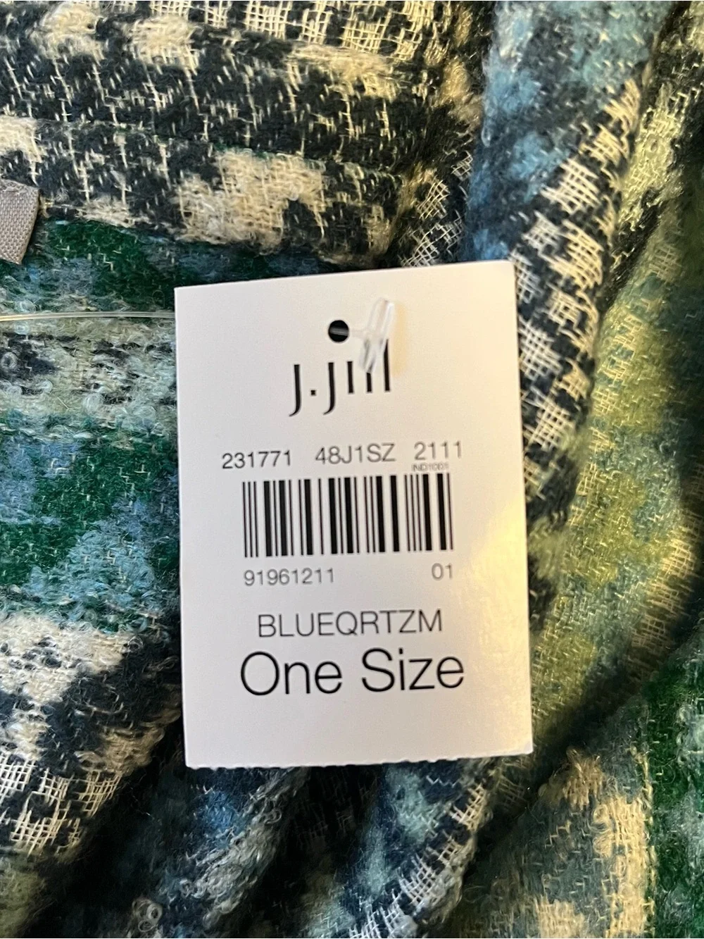 J. Jill Infinity Scarf Fair Isle Knit Fringe Blue Teal Green Fairy New With Tags